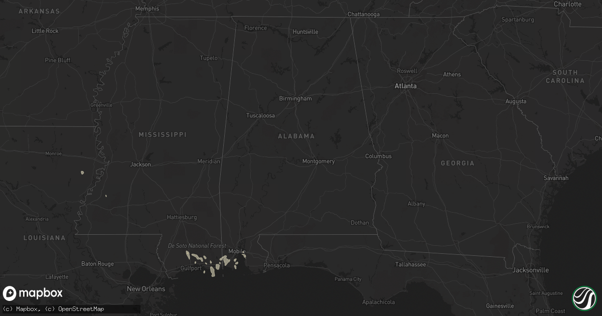 Hail map in Alabama on May 1, 2013