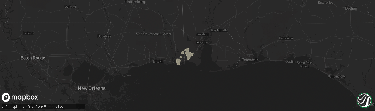 Hail map in Grand Bay, AL on May 1, 2013