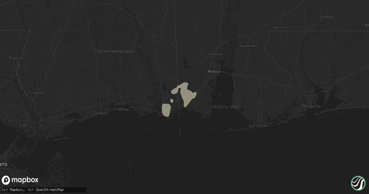 Hail map in Grand Bay, AL on May 1, 2013
