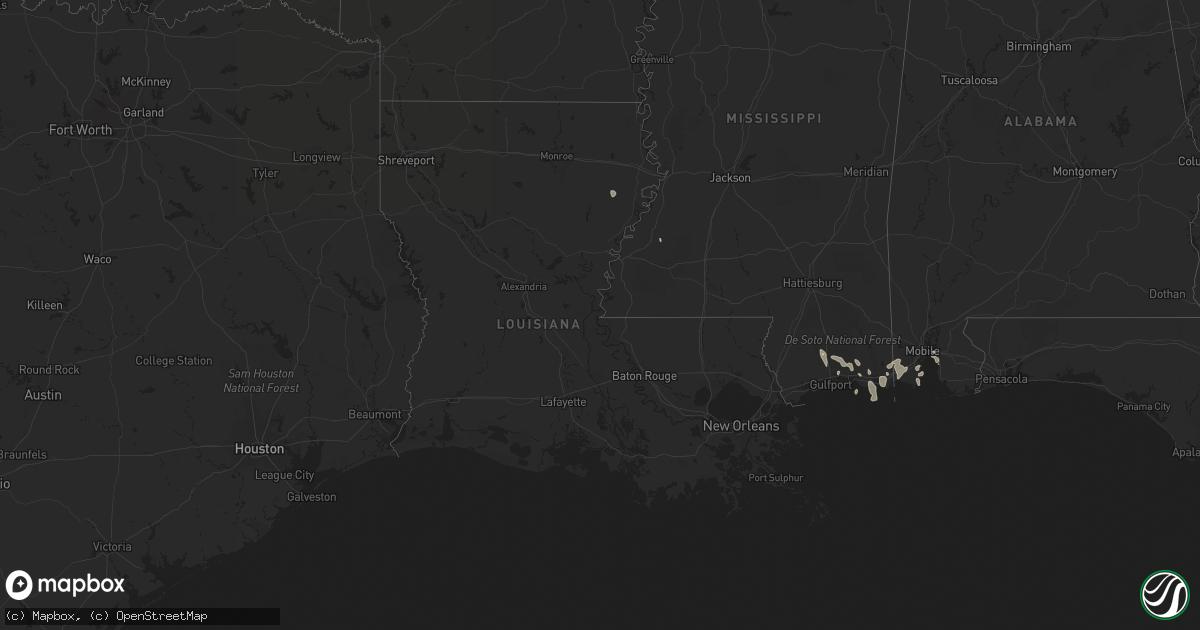 Hail map in Louisiana on May 1, 2013