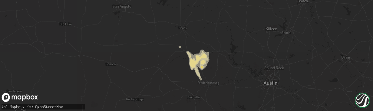 Hail map in Mason, TX on May 1, 2013