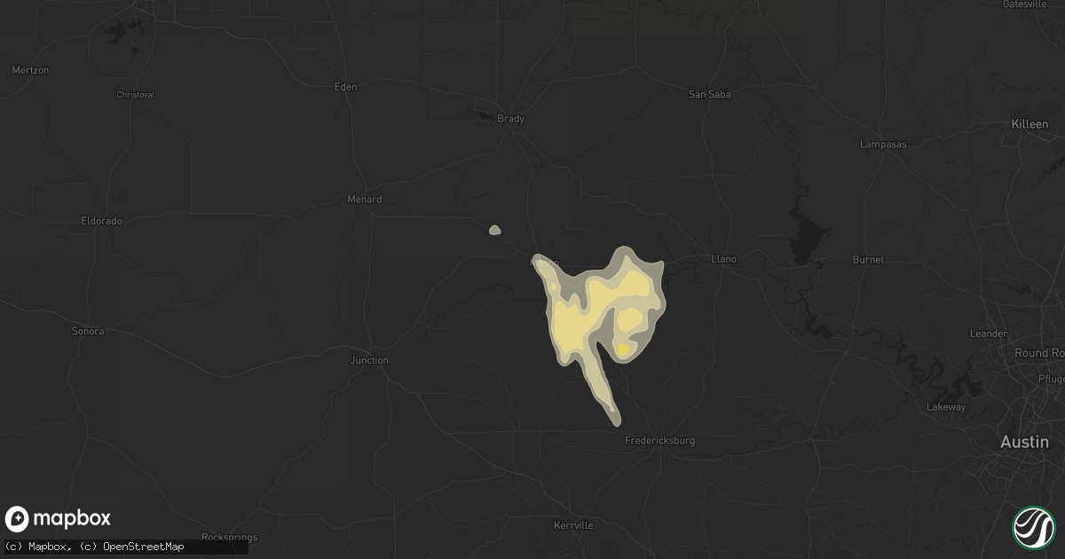 Hail map in Mason, TX on May 1, 2013