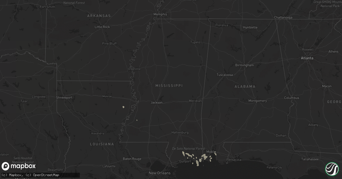 Hail map in Mississippi on May 1, 2013