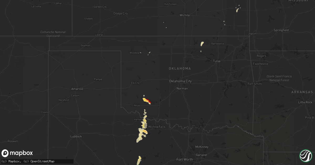 Hail map in Oklahoma on May 1, 2013