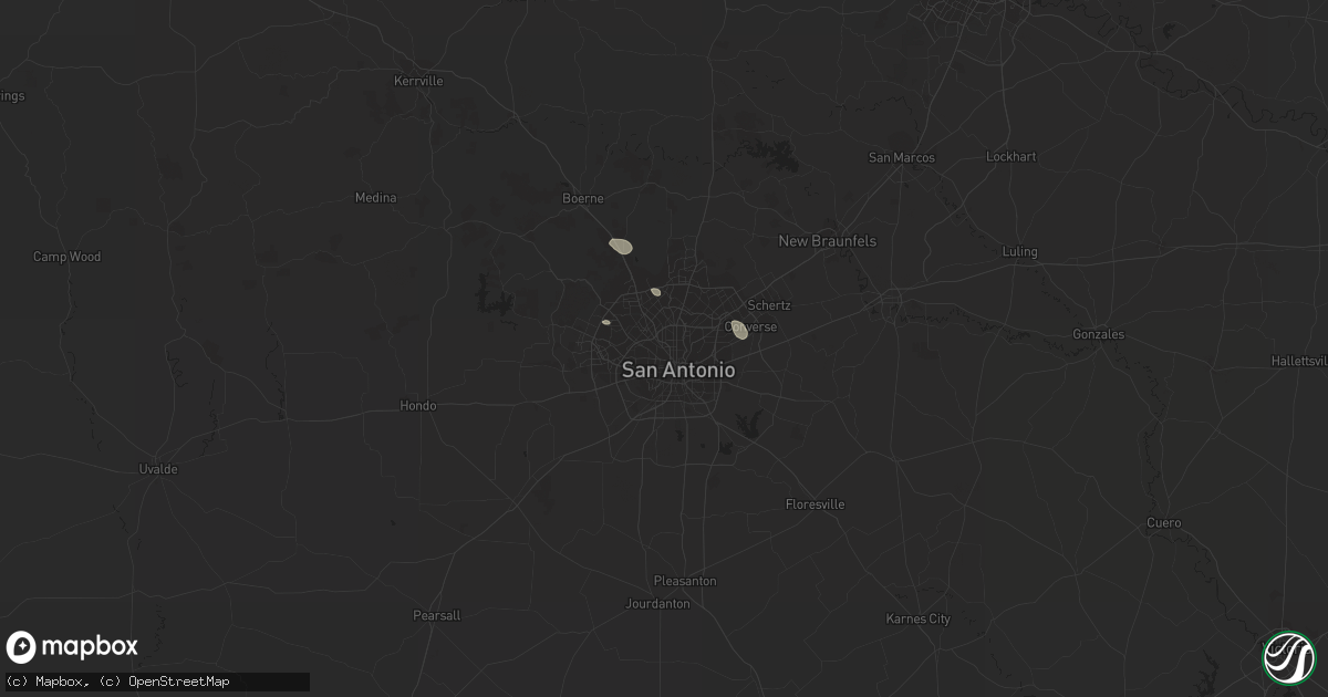 Hail map in San Antonio, TX on May 1, 2013