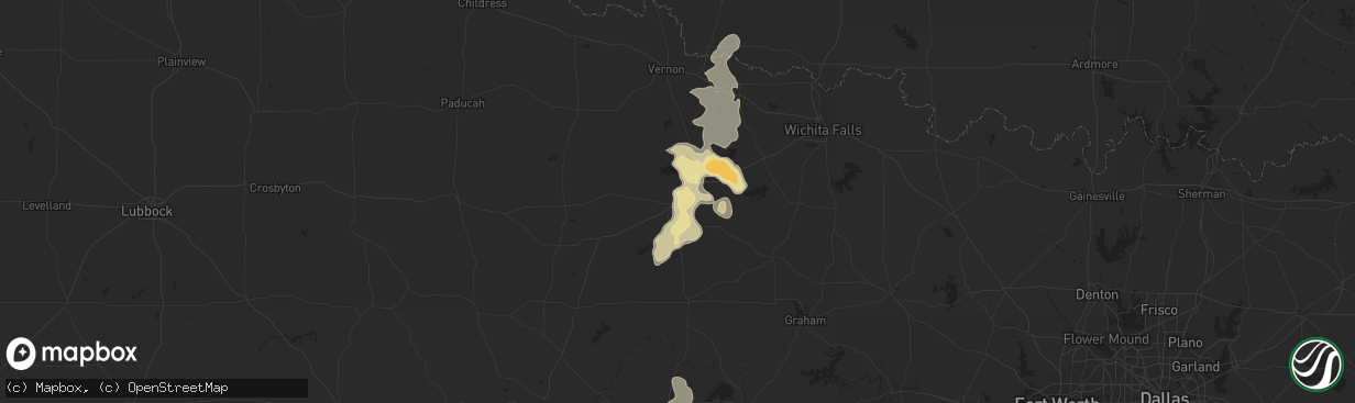 Hail map in Seymour, TX on May 1, 2013