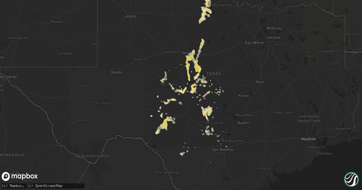 Hail map in Texas on May 1, 2013