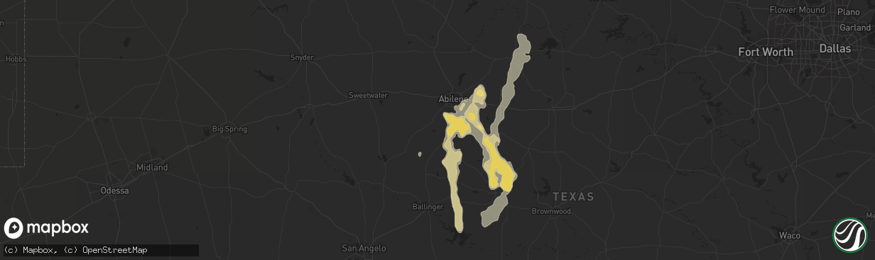 Hail map in Tuscola, TX on May 1, 2013