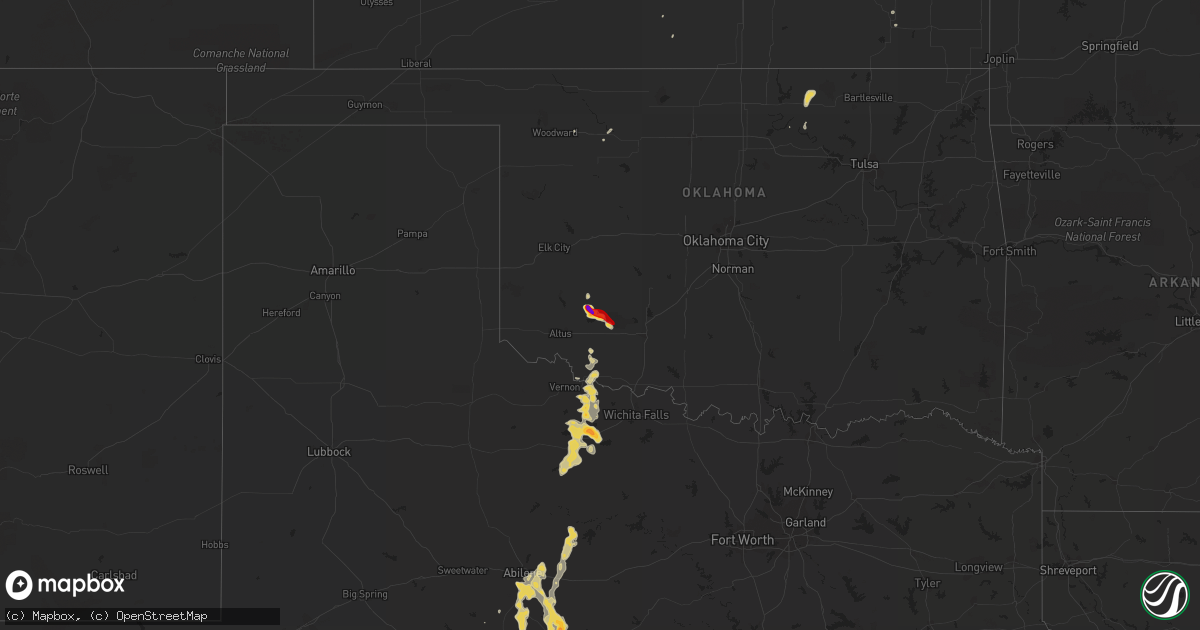 Hail map on May 1, 2013