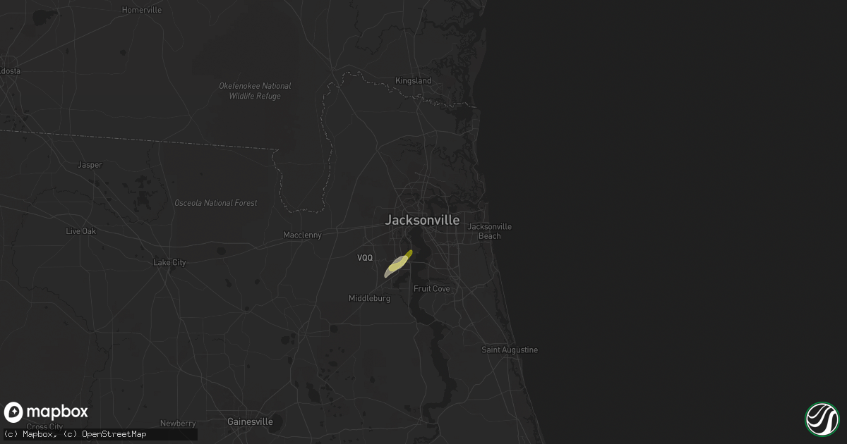 Hail map in Jacksonville, FL on May 1, 2014