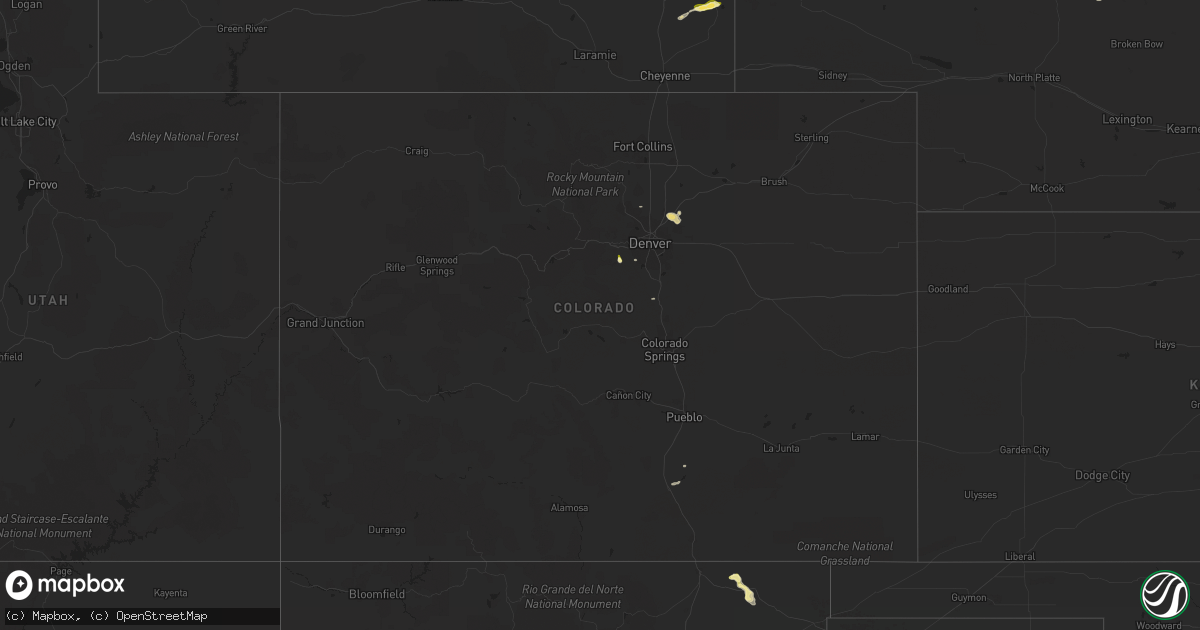 Hail map in Colorado on May 1, 2015