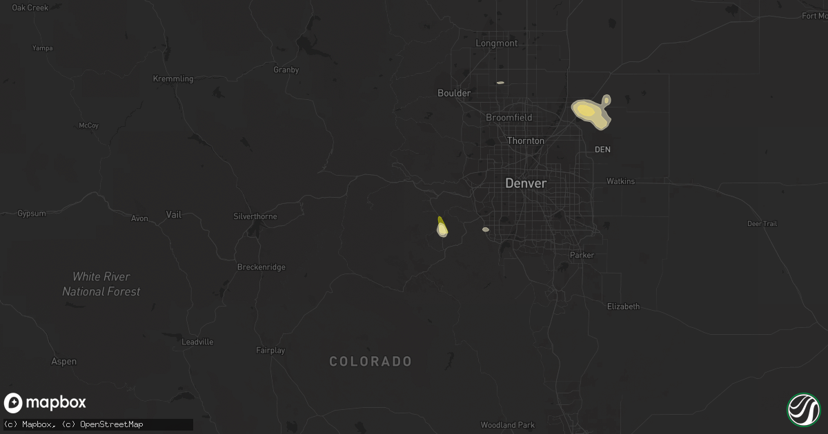 Hail map in Evergreen, CO on May 1, 2015