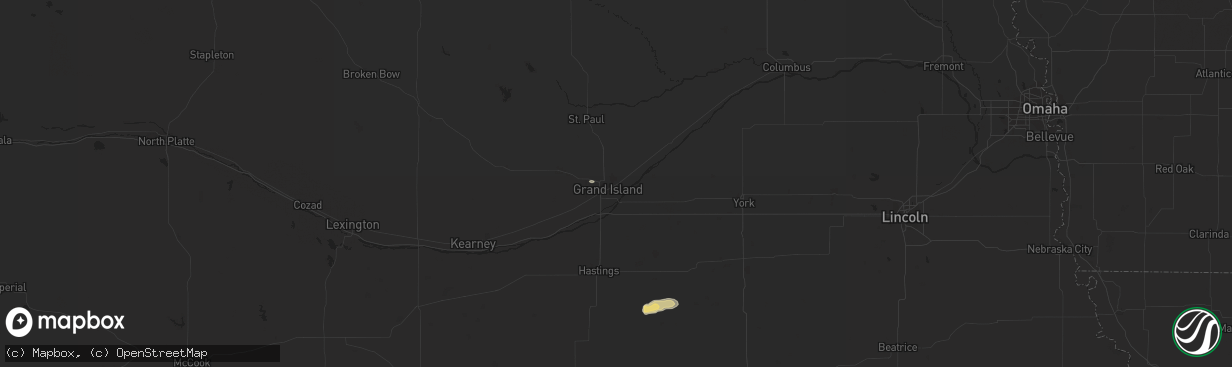 Hail map in Grand Island, NE on May 1, 2015