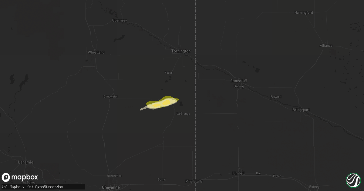 Hail map in Hawk Springs, WY on May 1, 2015