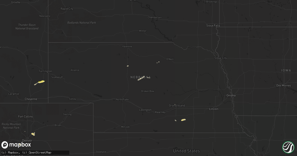 Hail map in Nebraska on May 1, 2015