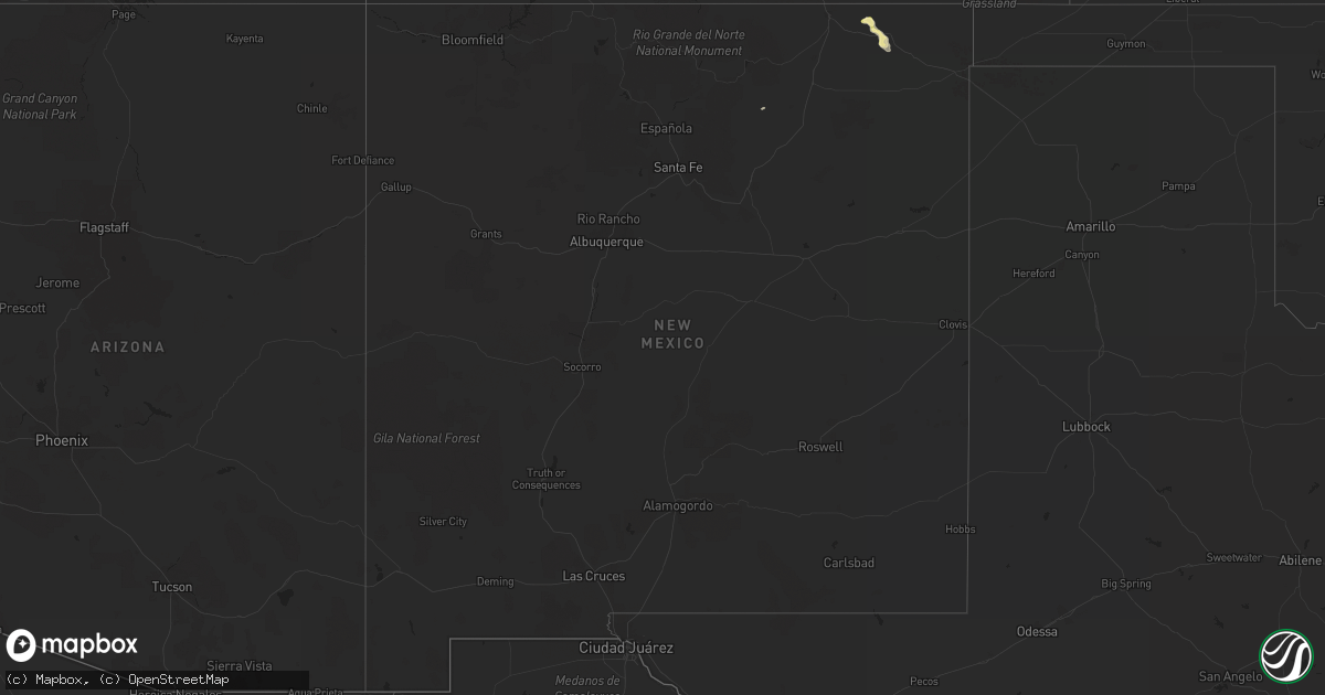 Hail map in New Mexico on May 1, 2015