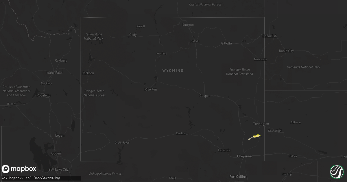 Hail map in Wyoming on May 1, 2015