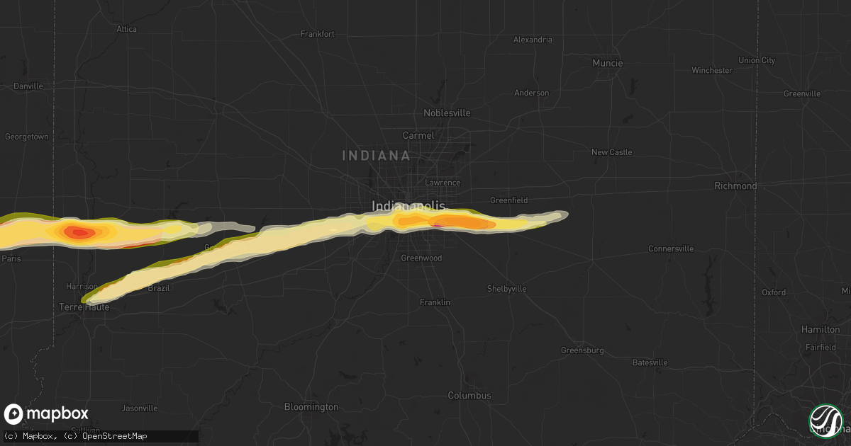 Hail map in Beech Grove, IN on May 1, 2016
