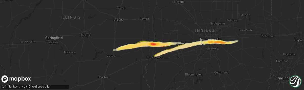 Hail map in Clinton, IN on May 1, 2016