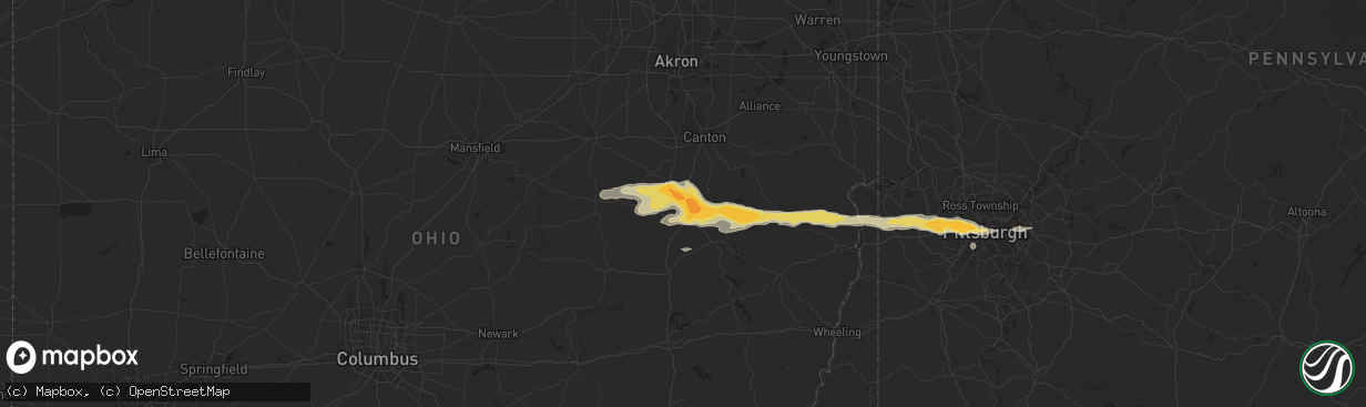 Hail map in Dover, OH on May 1, 2016