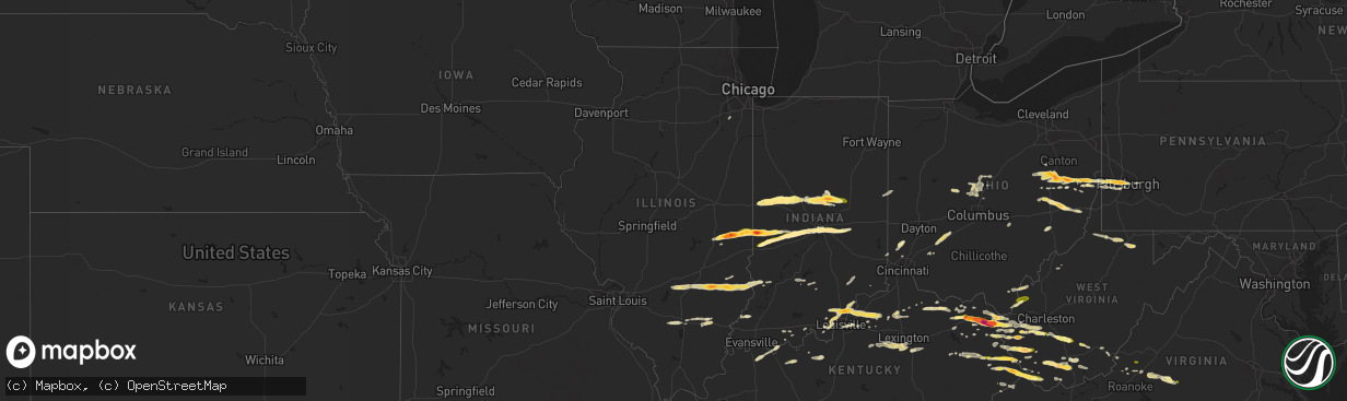 Hail map in Illinois on May 1, 2016