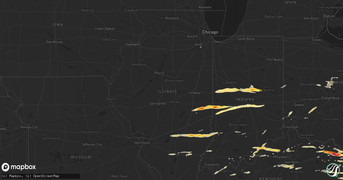 Hail map in Illinois on May 1, 2016