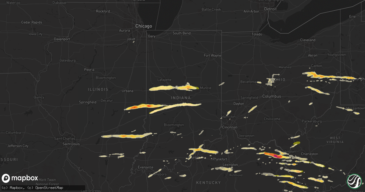 Hail map in Indiana on May 1, 2016