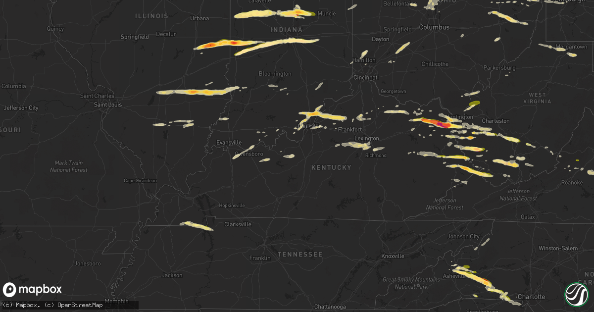Hail map in Kentucky on May 1, 2016