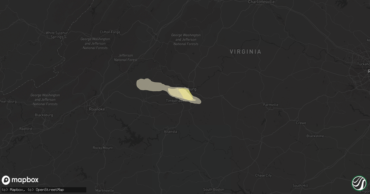 Hail map in Lynchburg, VA on May 1, 2016