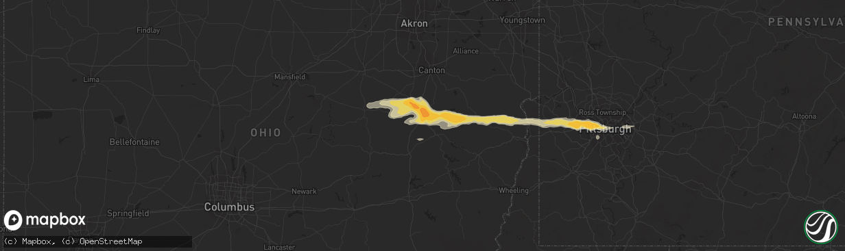 Hail map in New Philadelphia, OH on May 1, 2016