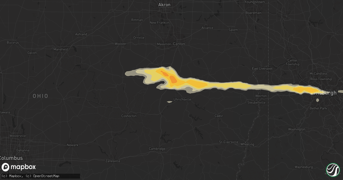 Hail map in New Philadelphia, OH on May 1, 2016