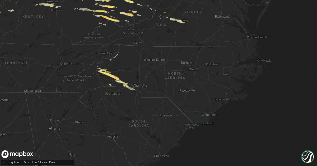 Hail map in North Carolina on May 1, 2016