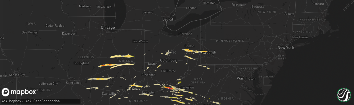 Hail map in Ohio on May 1, 2016