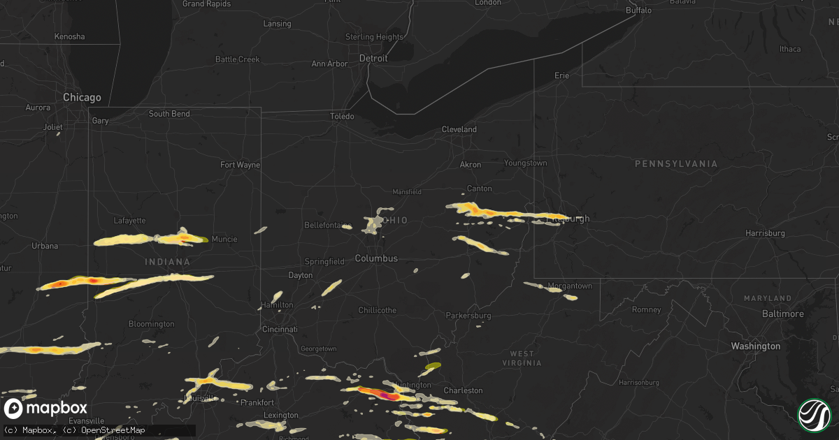Hail map in Ohio on May 1, 2016