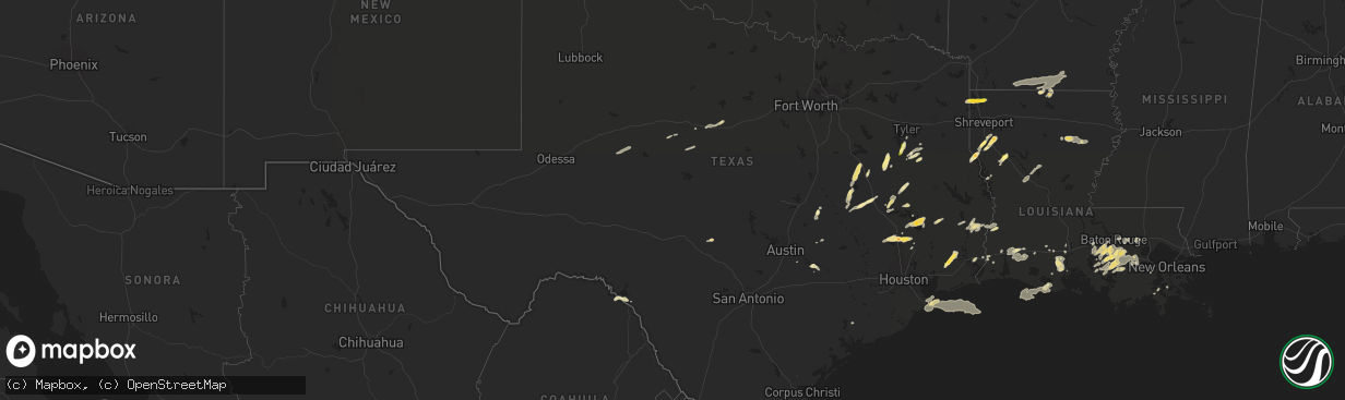 Hail map in Texas on May 1, 2016