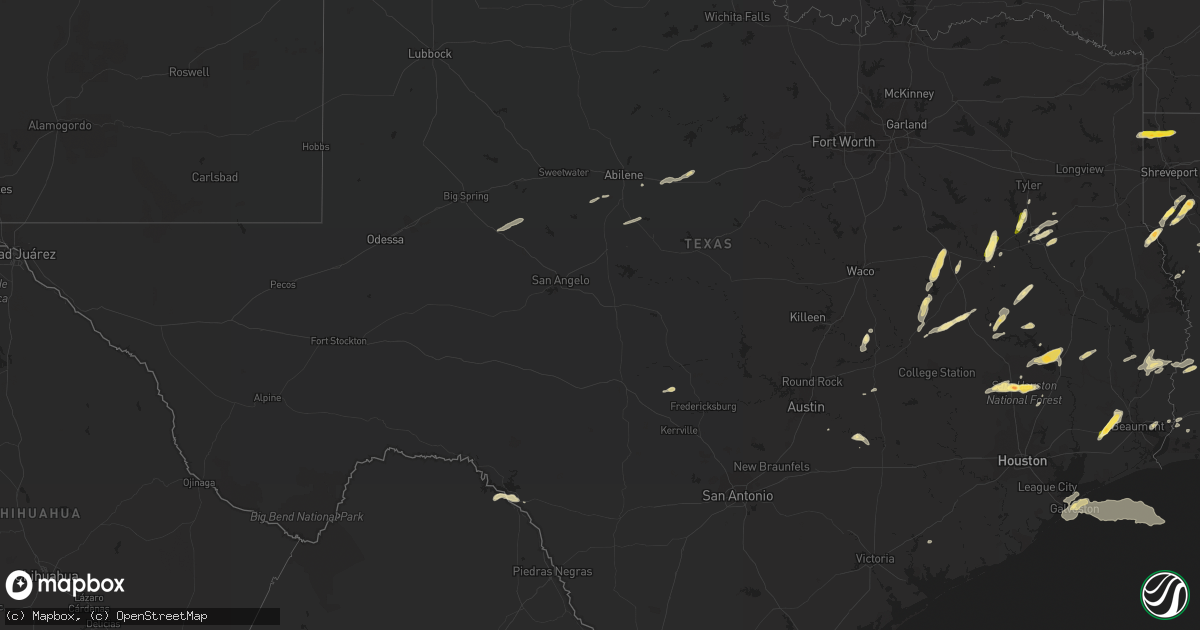 Hail map in Texas on May 1, 2016