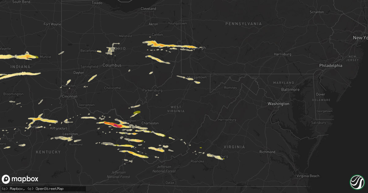 Hail map in West Virginia on May 1, 2016