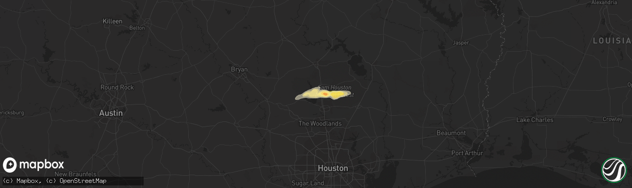 Hail map in Willis, TX on May 1, 2016