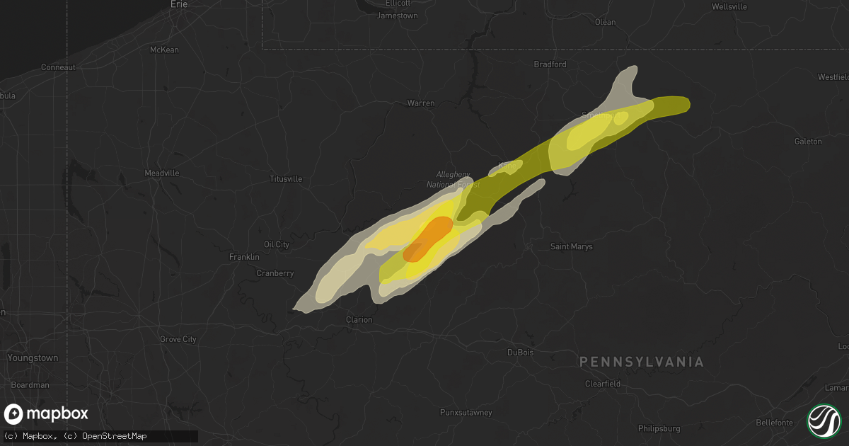 Hail map in Marienville, PA on May 1, 2017