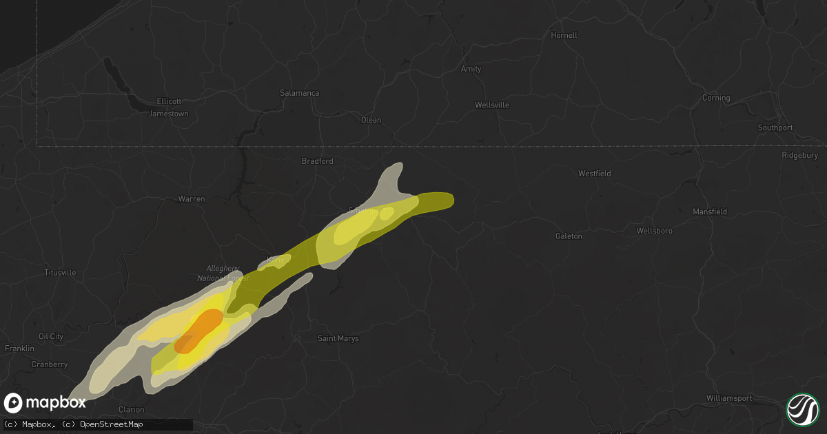 Hail map in Port Allegany, PA on May 1, 2017