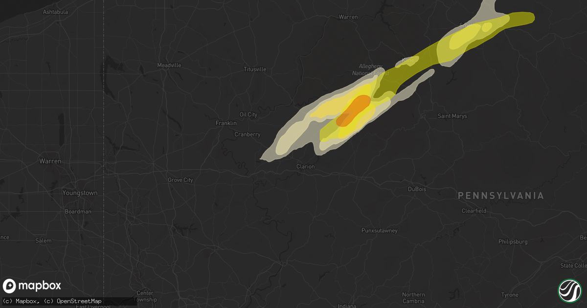 Hail map in Shippenville, PA on May 1, 2017