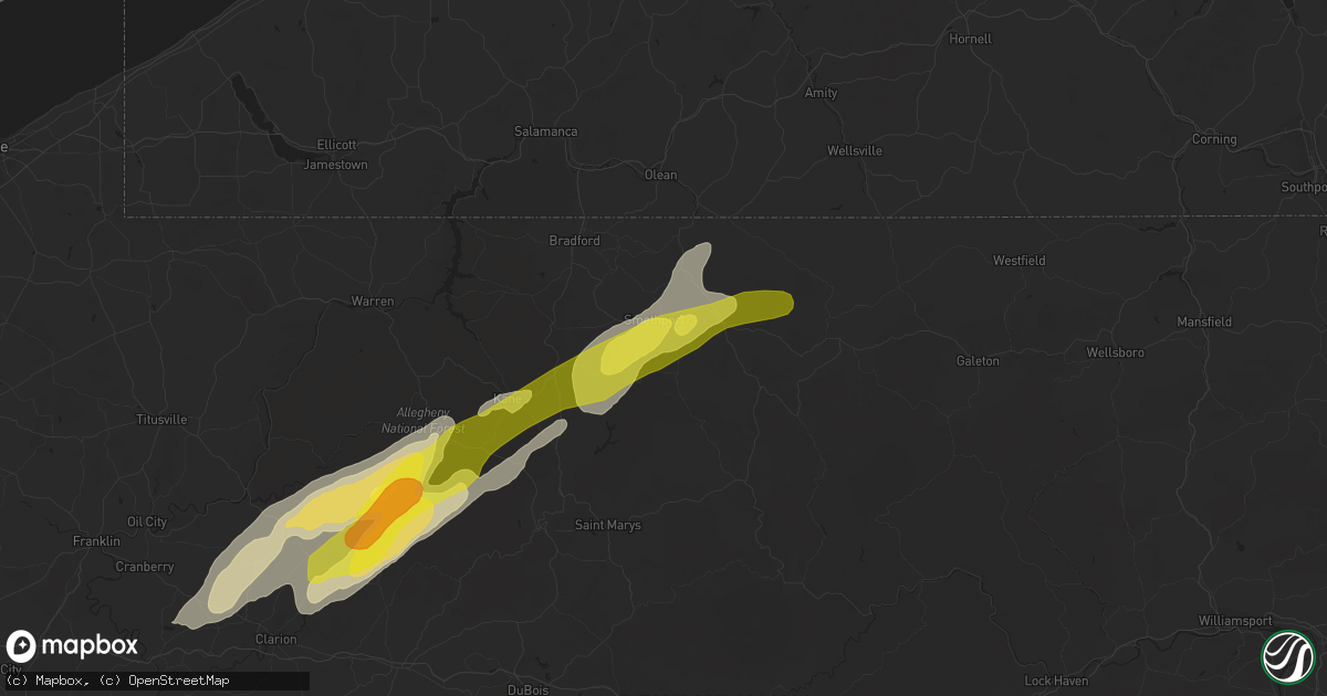 Hail map in Smethport, PA on May 1, 2017