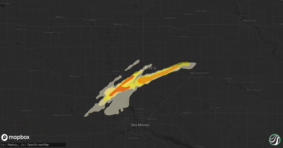 Hail map in Ames, IA on May 1, 2018