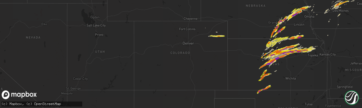 Hail map in Colorado on May 1, 2018