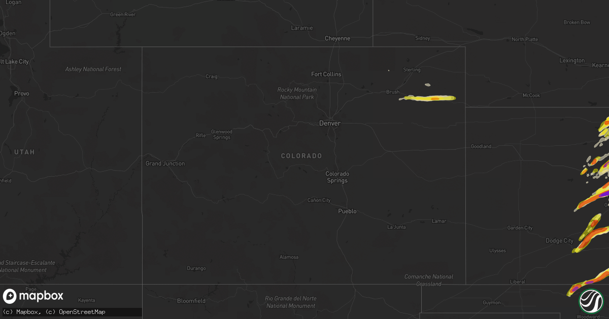 Hail map in Colorado on May 1, 2018