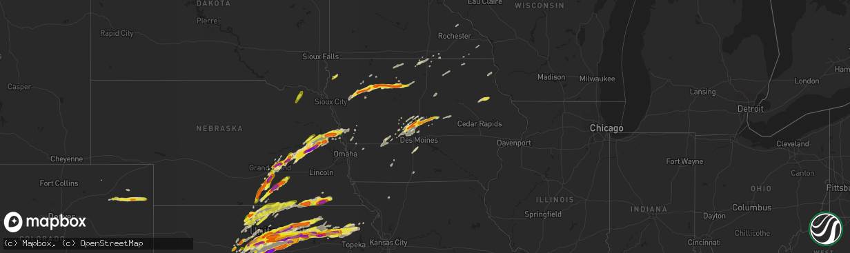 Hail map in Iowa on May 1, 2018