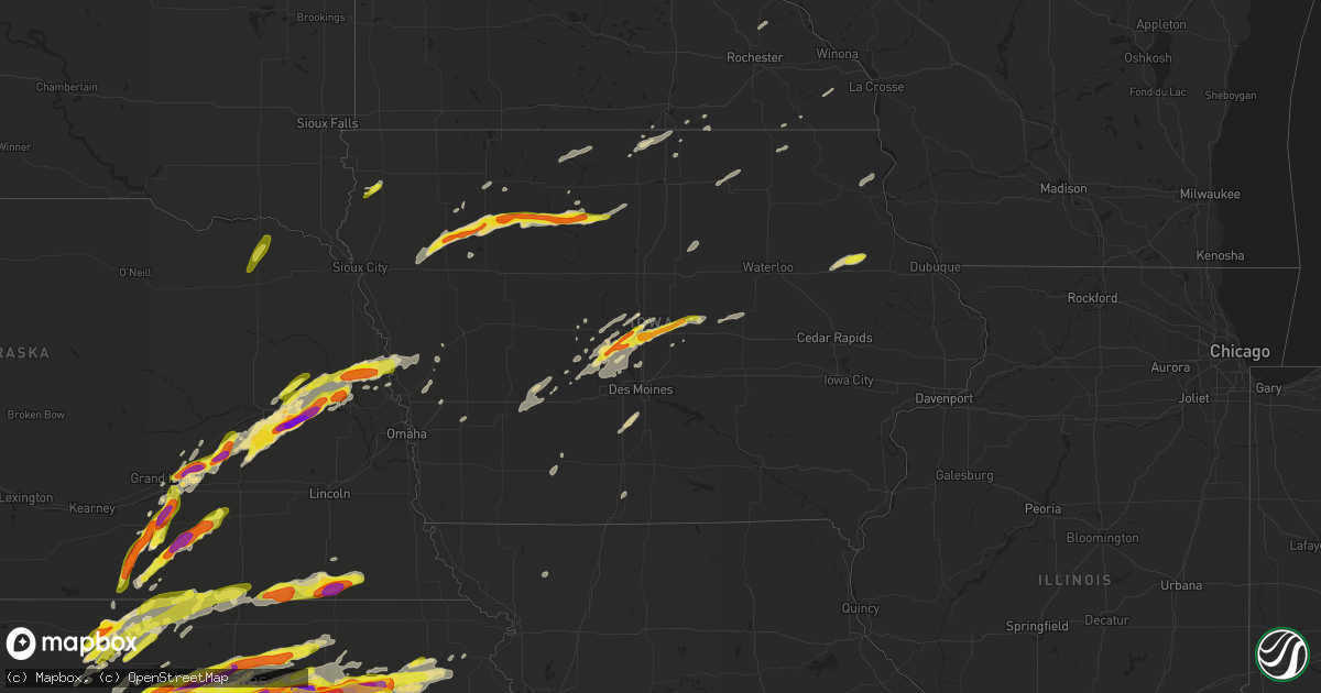 Hail map in Iowa on May 1, 2018
