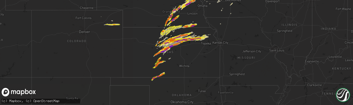 Hail map in Kansas on May 1, 2018