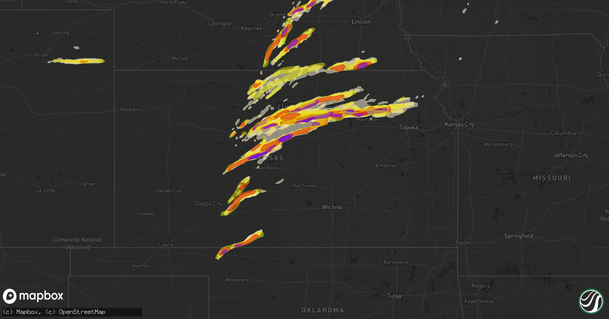 Hail map in Kansas on May 1, 2018