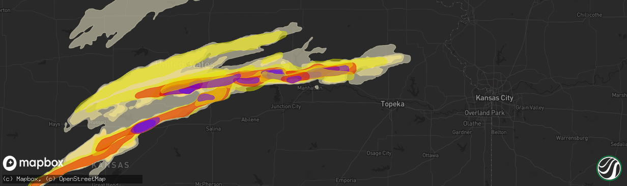 Hail map in Manhattan, KS on May 1, 2018